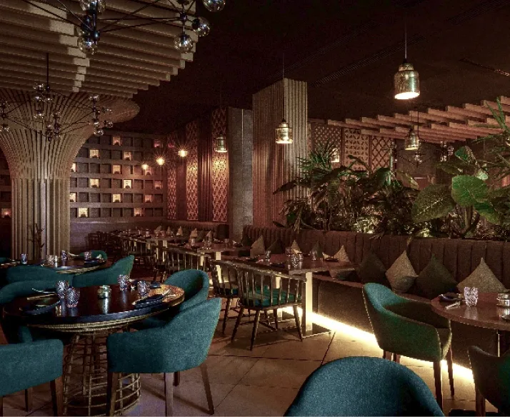 Candlelit restaurant interior